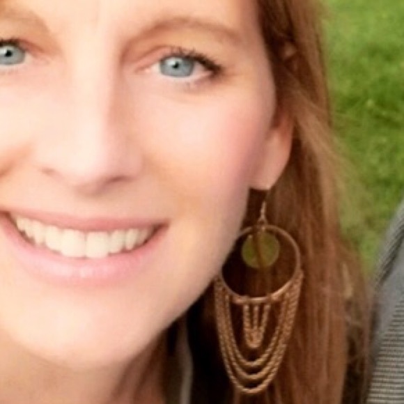 Rose Gold boho disk & chain chandeliers earrings - Picture 2 of 2